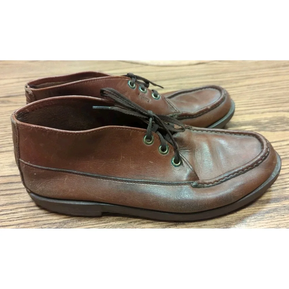Vintage‎ Orvis Chukka Men Brown Leather Ankle Boots Size 7.5 E Moc Toe Shoes